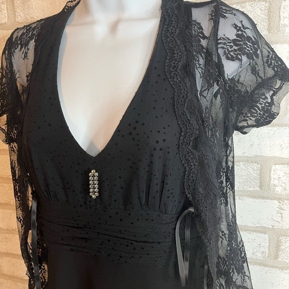 Evan-Picone Black Halter Homecoming Style Midi Dress Sz6 - Picture 14 of 15